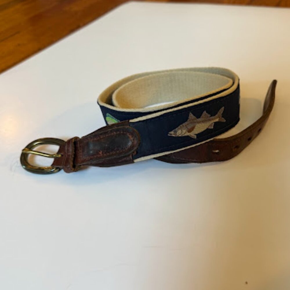 personalized products canvas and leather fish belt brass details variety of fish